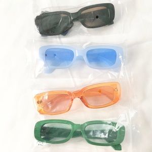 SHEIN Y2K Square Lens Black Green Multicolors Set Fashion Sunglasses 4PC NWT